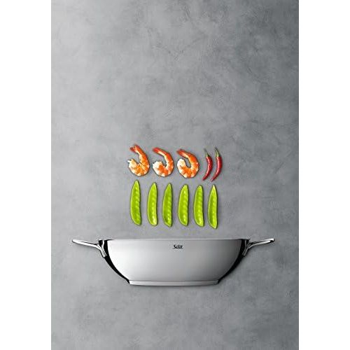 더블유엠에프 WMF Silit Rust-Proof Stainless-Steel Wok for Induction Dishwasher Safe Diameter 32 cm