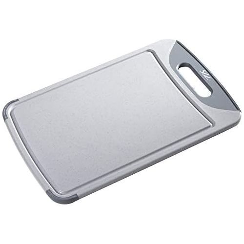  [아마존베스트]Silit 20761201 Anti-Bacterial Chopping Board with Juice Groove and 1 Handle High-Quality Plastic 45 x 30 cm