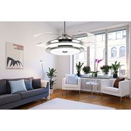 Siljoy 36-Inch Retractable Ceiling Fans with Lights and Remote Modern Invisible Chandelier Fan Dimmable