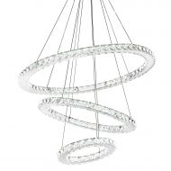 Siljoy Three Rings Chandelier Ligiting (11.8-19.7 - 27.6 Inches) K9 Crystal Ceiling Light Fixture