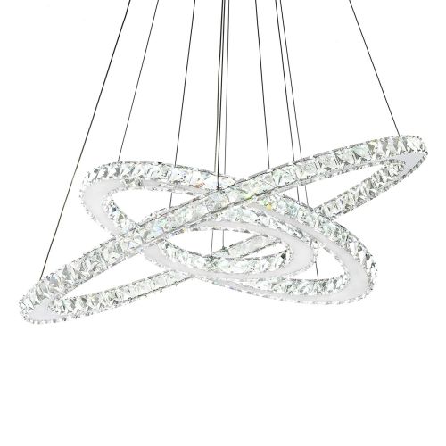  Siljoy Three Rings Chandelier Ligiting (11.8-19.7 - 27.6 Inches) K9 Crystal Ceiling Light Fixture