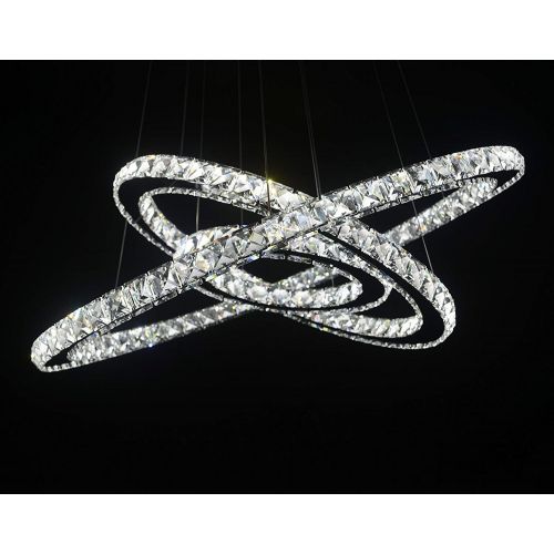  Siljoy Three Rings Chandelier Ligiting (11.8-19.7 - 27.6 Inches) K9 Crystal Ceiling Light Fixture