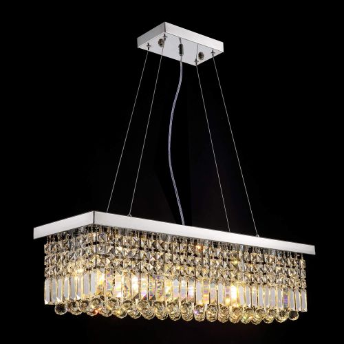  Siljoy Modern K9 Crystal Pendant Chandelier Lighting Rectangular Ceiling Light Fixture for Dining Room Kitchen Island L31.5 x W9.9 x H8.9