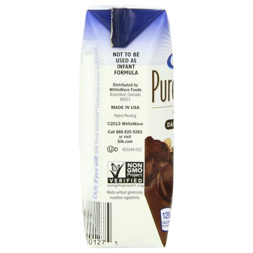  Silk Pure Almondmilk, Dark Chocolate, 8 Ounce, 18 Count, Chocolate Flavored Non-Dairy Almond Milk,...