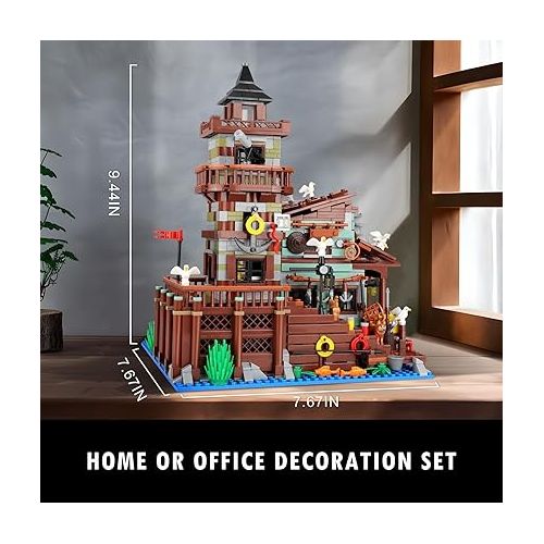  Sillbird Ideas Fishing Village Store House Mini Building Set, Architecture Display Building Toys, Creative Gift for Adults and Teens Boys Girls 8 9 10 11 12+ - 1831 Pieces
