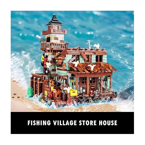  Sillbird Ideas Fishing Village Store House Mini Building Set, Architecture Display Building Toys, Creative Gift for Adults and Teens Boys Girls 8 9 10 11 12+ - 1831 Pieces
