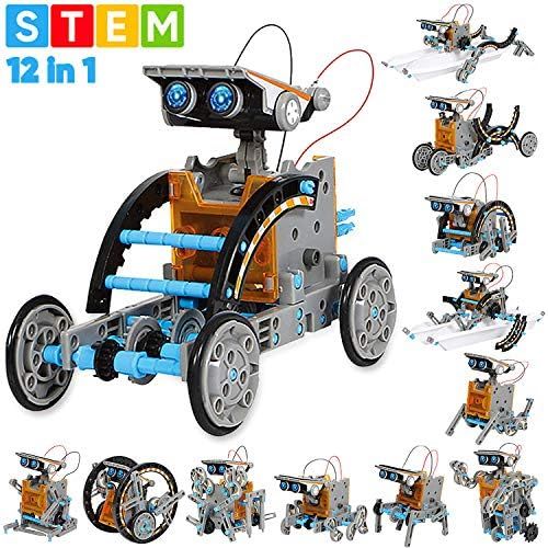  [아마존베스트]Sillbird STEM 12-in-1 Education Solar Robot Toys -190 Pieces DIY Building Science Experiment Kit for Kids Aged 8-10 and Older,Solar Powered by The Sun