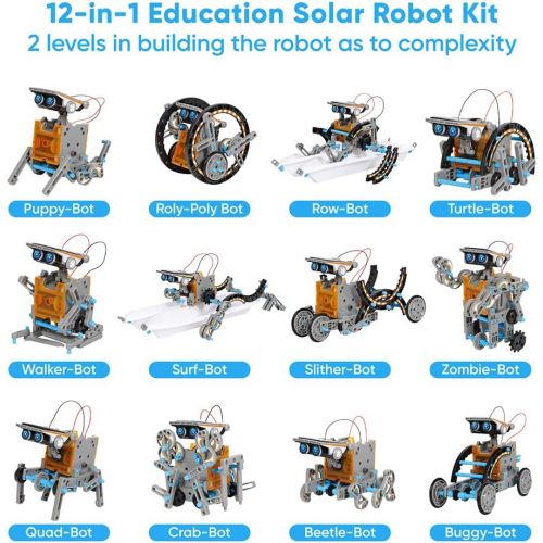  [아마존베스트]Sillbird STEM 12-in-1 Education Solar Robot Toys -190 Pieces DIY Building Science Experiment Kit for Kids Aged 8-10 and Older,Solar Powered by The Sun