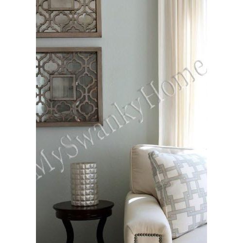  Silver SQUARE FRETWORK Wood Mirror Wall Art PAIR