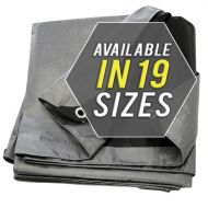 Tarp Cover Silver/Black Extremely Heavy Duty 20 Mil Thick Material, Waterproof, Great for Tarpaulin Canopy Tent, Boat, RV Or Pool Cover!!! (20X20)