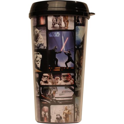 디즈니 Silver Buffalo SW9087 Disney Star Wars Photo Reel Grid Plastic Travel Mug, 16-Ounces