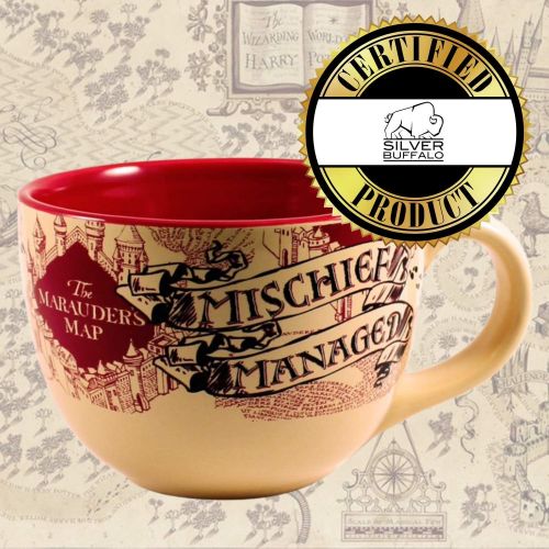  [아마존베스트]Silver Buffalo Harry Potter The Prisoner of Azkaban Mischief Managed Ceramic Soup Mug, 24-Ounces