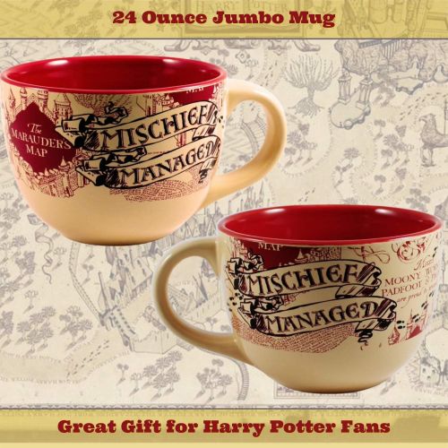  [아마존베스트]Silver Buffalo Harry Potter The Prisoner of Azkaban Mischief Managed Ceramic Soup Mug, 24-Ounces