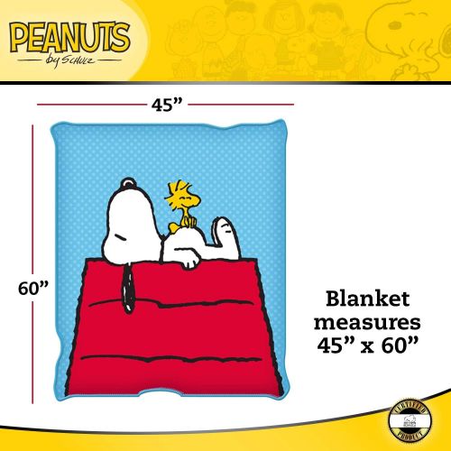  [무료배송]Silver Buffalo Peanuts Snoopy Micro-Plush Throw Blanket, 45 x 60-Inch, Blue and red