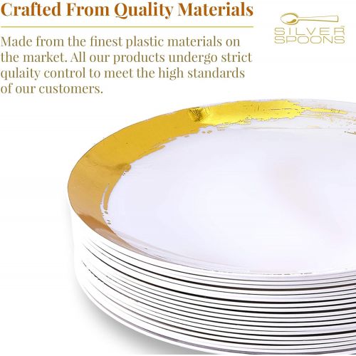  Silver Spoons 20 pc Plastic Plates | Side Plates Gold 7.5”