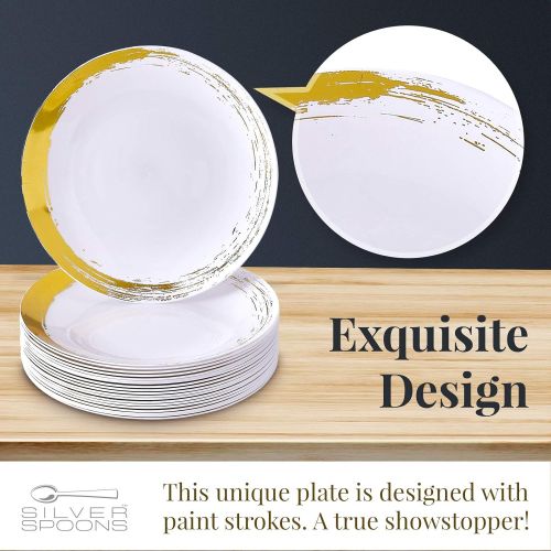  Silver Spoons 20 pc Plastic Plates | Side Plates Gold 7.5”