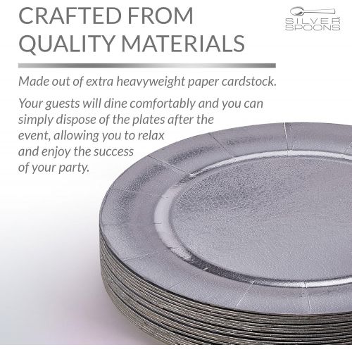  Silver Spoons DISPOSABLE ROUND CHARGER PLATES - 20pc (Silver)