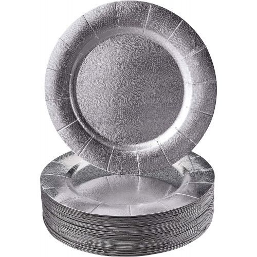  Silver Spoons DISPOSABLE ROUND CHARGER PLATES - 20pc (Silver)