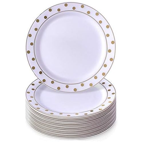  Silver Spoons GOLD PLASTIC PLATES | Christmas Decoration | 20 Dessert Plates (7.5)