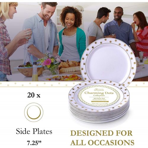  Silver Spoons GOLD PLASTIC PLATES | Christmas Decoration | 20 Dessert Plates (7.5)