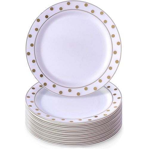  Silver Spoons GOLD PLASTIC PLATES | Christmas Decoration | 20 Dessert Plates (7.5)