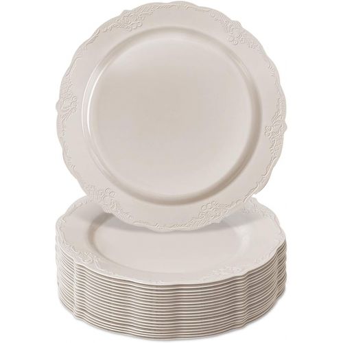  Silver Spoons DISPOSABLE DINNERWARE SET, 20 Cake Plates (Vintage - Cream, 9)