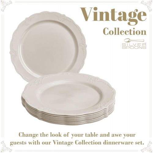  Silver Spoons DISPOSABLE DINNERWARE SET, 20 Cake Plates (Vintage - Cream, 9)