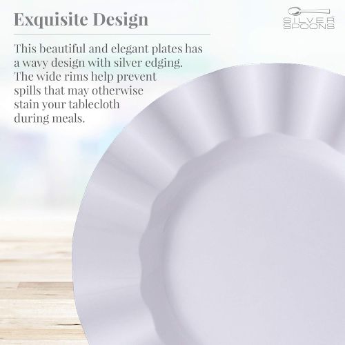  Silver Spoons WHITE PLASTIC PLATES | 20 Appetizer Plates | 8.75