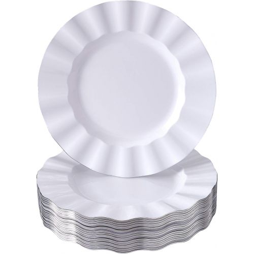  Silver Spoons WHITE PLASTIC PLATES | 20 Appetizer Plates | 8.75