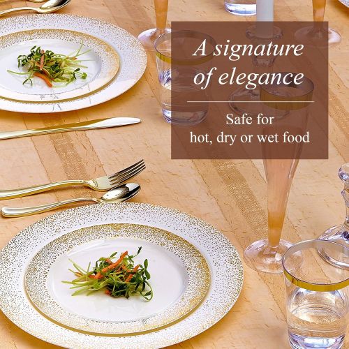  Silver Spoons PARTY DISPOSABLE 240 PC DINNERWARE SET 120 Dinner Plates 120 Salad or Dessert Plates Heavy Duty Plastic Dishes Elegant Fine China Look for Upscale Wedding and Dining (Ocean Mist -