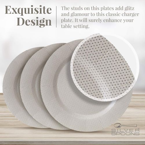  [아마존베스트]Silver Spoons DISPOSABLE ROUND CHARGER PLATES - 20pc (Glitz-Champagne)