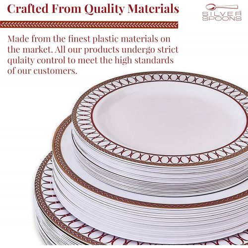  [아마존베스트]Silver Spoons PLASTIC DINNERWARE SET | 60 PLASTIC PLATES | Renaissance Collection  Red