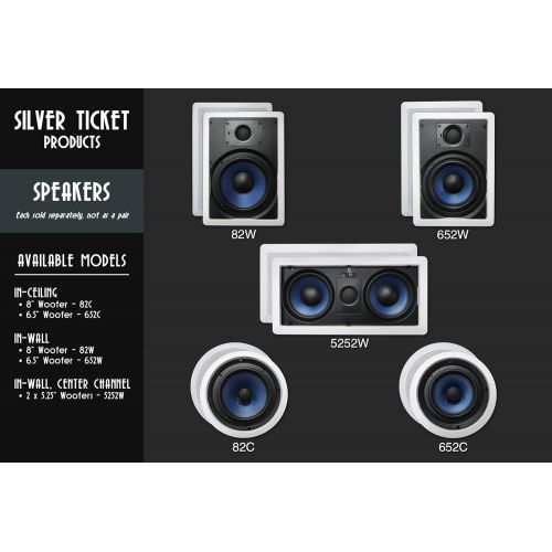  [아마존베스트]Silver Ticket Products 82C Silver Ticket in-Wall in-Ceiling Speaker with Pivoting Tweeter (8 Inch in-Ceiling)