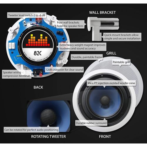  [아마존베스트]Silver Ticket Products 82C Silver Ticket in-Wall in-Ceiling Speaker with Pivoting Tweeter (8 Inch in-Ceiling)