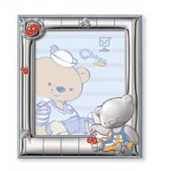 Silver Touch USA Sterling Silver Picture Frame, Choco Bear & Butterflies