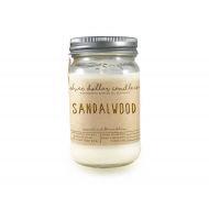 SilverDollarCandleCo Sandalwood Scented Candle 16oz, Mason Jar Candles, Handmade Scented Candles, Wood Aroma Candle, men gift, relaxing, oak scented, Soy Candles