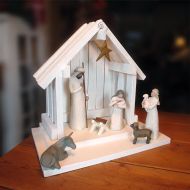 /SilverHollyLLC Nativity Creche Stable for Willow Tree - WITH PLATFORM