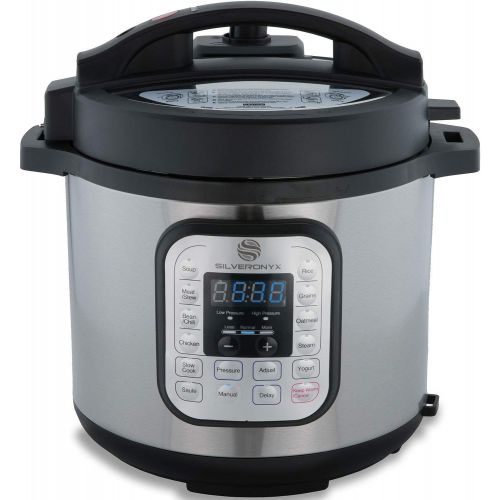  [아마존 핫딜] SilverOnyx 10-in-1 Programmable Pressure Cooker 6 Quarts with Stainless Steel Pot, Steamer & Warmer, Recipe Book Included. Instant Pressure Cook, Slow Cook, Saute, Rice Cooker, Yog