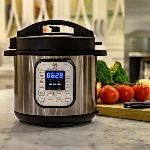  [아마존 핫딜] SilverOnyx 10-in-1 Programmable Pressure Cooker 6 Quarts with Stainless Steel Pot, Steamer & Warmer, Recipe Book Included. Instant Pressure Cook, Slow Cook, Saute, Rice Cooker, Yog