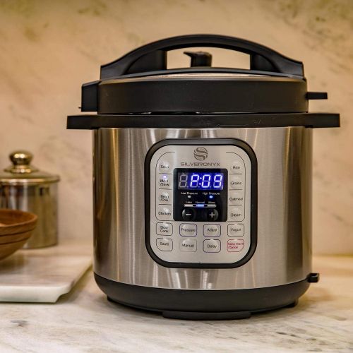  [아마존 핫딜] SilverOnyx 10-in-1 Programmable Pressure Cooker 6 Quarts with Stainless Steel Pot, Steamer & Warmer, Recipe Book Included. Instant Pressure Cook, Slow Cook, Saute, Rice Cooker, Yog