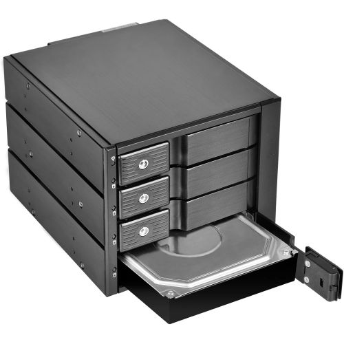  SilverStone Technology SilverStone SST-FS304B - 4 Bay Aluminium Trayless Hot Swap Mobile Rack Backplane with Fan and Lock for SAS/SATA HDD, Black