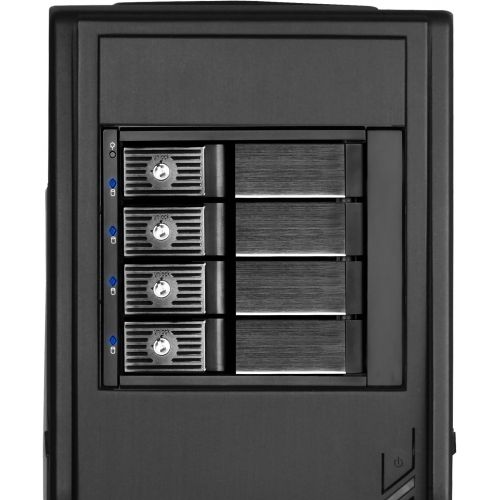  SilverStone Technology SilverStone SST-FS304B - 4 Bay Aluminium Trayless Hot Swap Mobile Rack Backplane with Fan and Lock for SAS/SATA HDD, Black