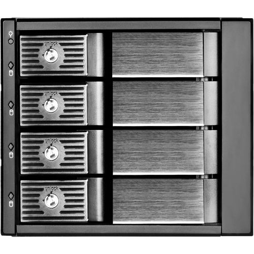  SilverStone Technology SilverStone SST-FS304B - 4 Bay Aluminium Trayless Hot Swap Mobile Rack Backplane with Fan and Lock for SAS/SATA HDD, Black