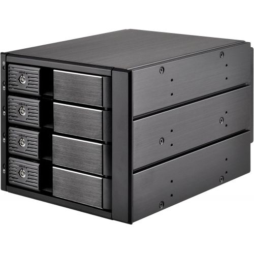  SilverStone Technology SilverStone SST-FS304B - 4 Bay Aluminium Trayless Hot Swap Mobile Rack Backplane with Fan and Lock for SAS/SATA HDD, Black