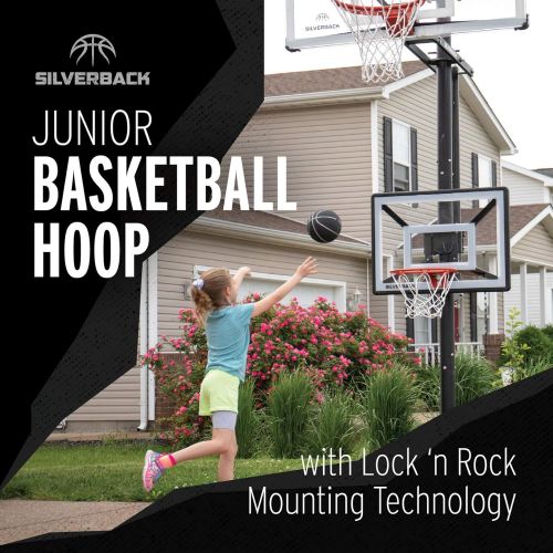  Silverback Junior Youth 33 Basketball Hoop with Lock ‘n Rock Mounting Technology Mounts to Round and Vertical Poles, Black (B8410W)