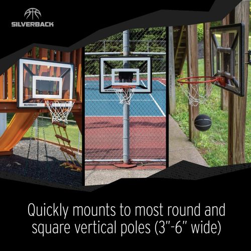  Silverback Junior Youth 33 Basketball Hoop with Lock ‘n Rock Mounting Technology Mounts to Round and Vertical Poles, Black (B8410W)