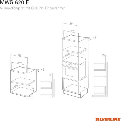  SILVERLINE MWG 620 E Einbaumikrowellengerat/Mikrowelle (Einbau) / 59.4 cm/Einbaubar in Hoch- und Hangeschranke