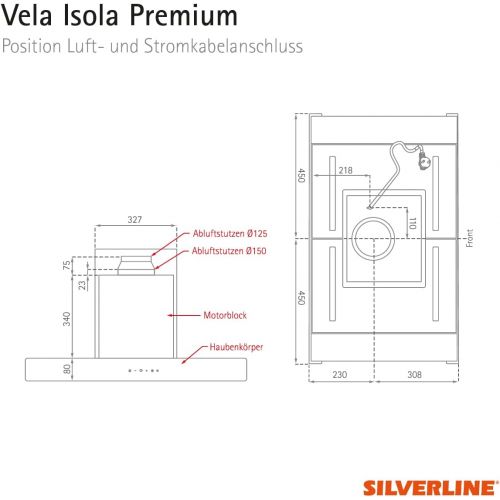  [아마존베스트]SILVERLINE Vela Isola Premium VAI 920 S Island Cover / Glass Black / 90 cm / A