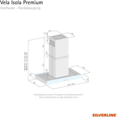  [아마존베스트]SILVERLINE Vela Isola Premium VAI 920 S Island Cover / Glass Black / 90 cm / A
