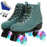 Silvertree Unisex Indoor and Outdoor Roller Skates High-top Graffiti Printed Double-Row Four-Wheels Classic Roller Skates for Girls and Boys